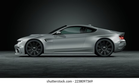 3D rendering of a brand-less generic concept car