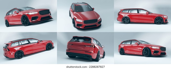 3D rendering of a brand-less generic concept car - Shutterstock ID 2288287827