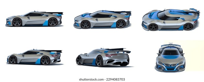 3D rendering of a brand-less generic concept car