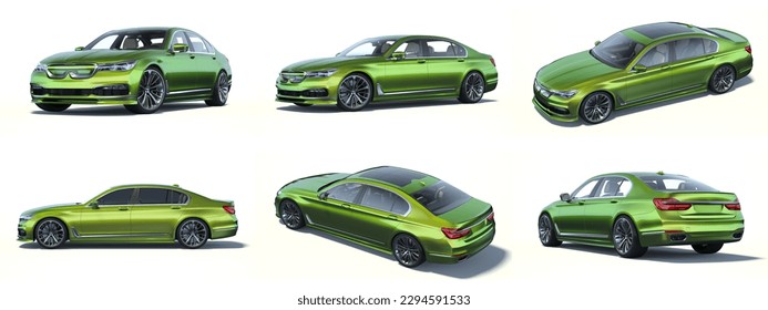 3D rendering of a brand-less generic concept car in studio environment