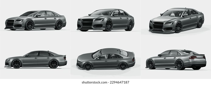 3D rendering of a brand-less generic concept car in studio environment