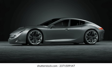 3D rendering of a brand-less generic concept car