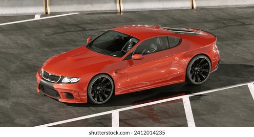 3D rendering of a brand-less generic concept car
