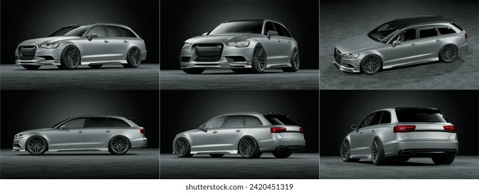 3D rendering of a brand-less generic concept car