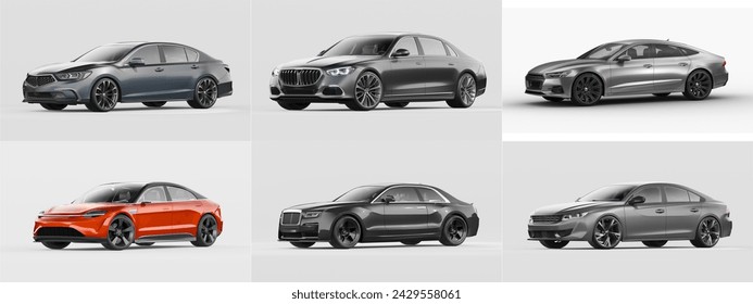 3D rendering of a brand-less generic concept car