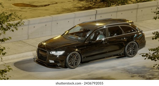 3D rendering of a brand-less generic concept car