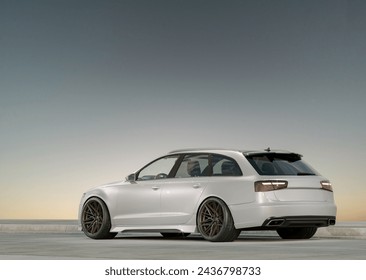 3D rendering of a brand-less generic concept car