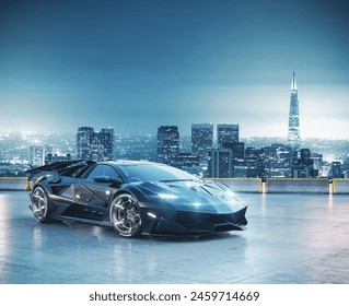3D rendering of a brand-less generic concept car