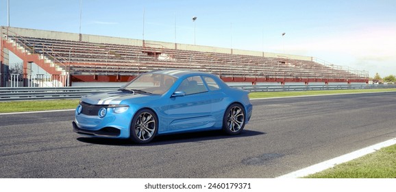 3D rendering of a brand-less generic concept car