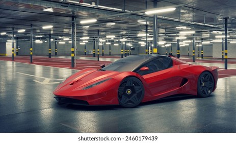 3D rendering of a brand-less generic concept car