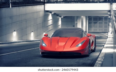 3D rendering of a brand-less generic concept car
