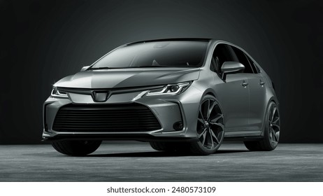 3D rendering of a brand-less generic concept car