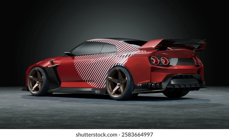 3D rendering of a brand-less generic concept car