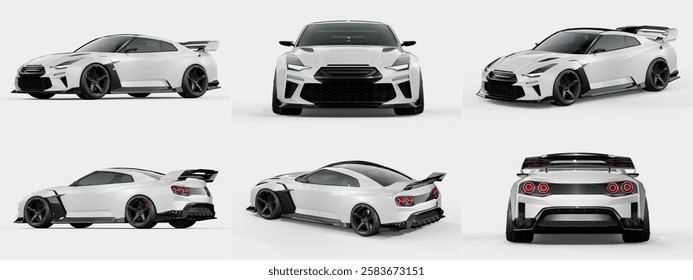 3D rendering of a brand-less generic concept car