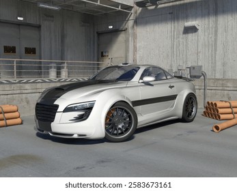 3D rendering of a brand-less generic concept car