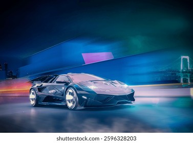 3D rendering of a brand-less generic concept car