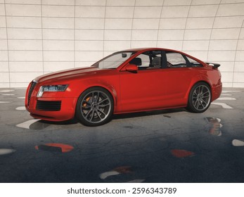 3D rendering of a brand-less generic concept car