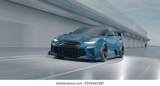 3D rendering of a brand-less generic concept car