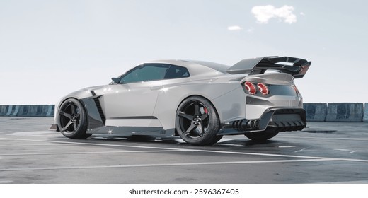 3D rendering of a brand-less generic concept car