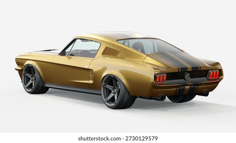 3D rendering of a brand-less generic concept muscle car