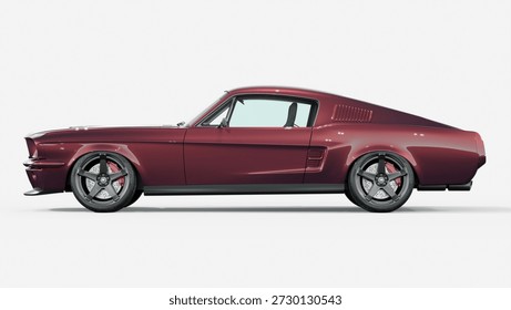 3D rendering of a brand-less generic concept muscle car