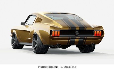 3D rendering of a brand-less generic concept muscle car