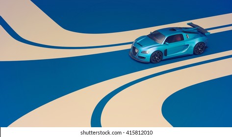 3D rendering of a brand-less generic concept racing car in studio environment. No trademark issues as the car is my own design. The car does not exist in real life