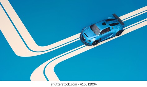 3D rendering of a brand-less generic concept racing car in studio environment. No trademark issues as the car is my own design. The car does not exist in real life