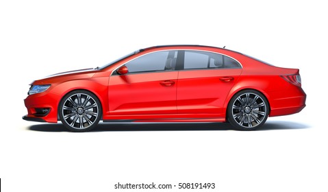 3D rendering of a brand-less generic concept car in studio environment.