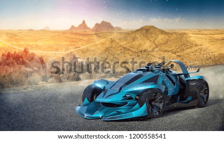 3D rendering of a brand-less generic concept car