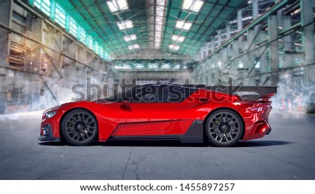 3D rendering of a brand-less generic concept car
