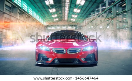 3D rendering of a brand-less generic concept car