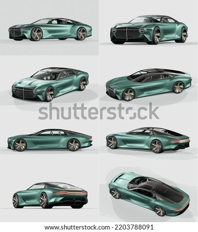 3D rendering of a brand-less generic concept car