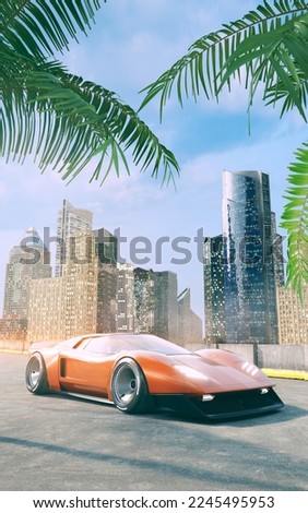 3D rendering of a brand-less generic concept car