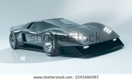 3D rendering of a brand-less generic concept car