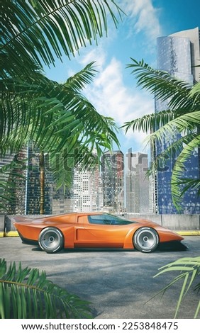 3D rendering of a brand-less generic concept car