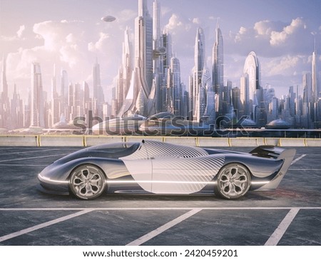3D rendering of a brand-less generic concept car