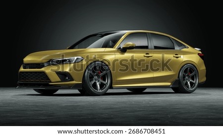 3D rendering of a brand-less generic concept car in studio environment. 