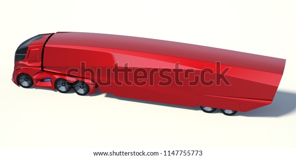 3D rendering of a\
brand-less generic concept truck. Electric autonomous truck on\
white background