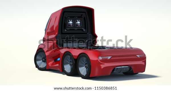 3D rendering of a\
brand-less generic concept truck. Electric autonomous truck on\
white background