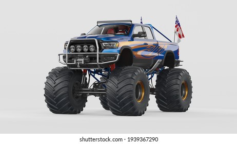 3D rendering of a brand-less generic monster truck