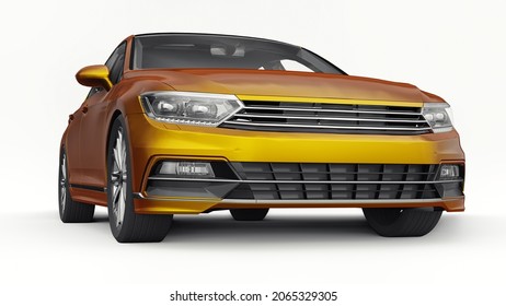 3d rendering of a brandless generic orange car in a white studio environment
