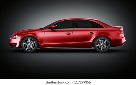 3d Rendering Of A Brandless Generic Red Car Of My Own Design In Studio Environemnt