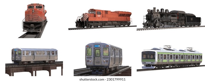 3D rendering of a brand-less generic train