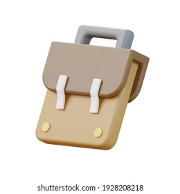 3d rendering briefcase icon illustration isolated in white background. 3d modelling of briefcase for business