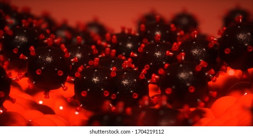 3d rendering. Bright background on the theme of viruses, pandemic. Coronavirus inside the body.