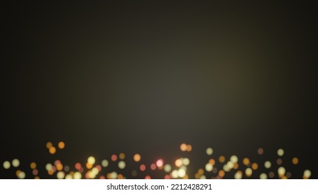 3d rendering bright bokeh lights effect on dark background.