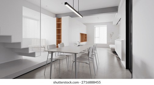 3d Rendering Bright and Modern OpenConcept Living Space with Minimalist Decor