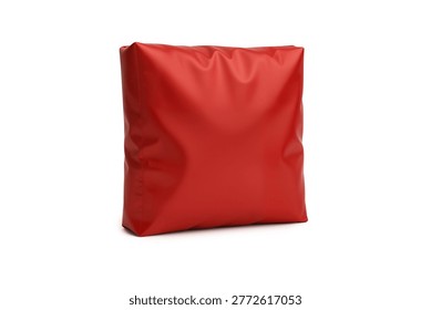 3d rendering of a bright red satin cover concealing a square object, featuring a smooth surface and natural drape.