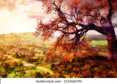 majestic landscape autumn trees forest carpathian stock photo edit
